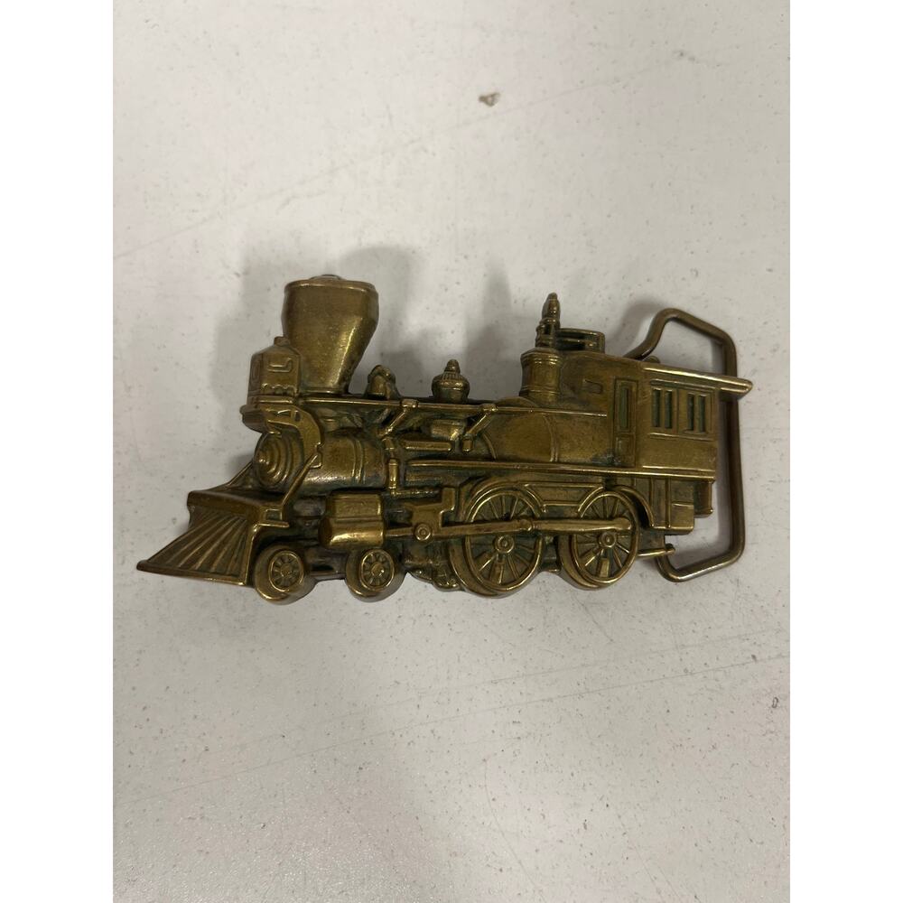 Vtg 1978 Belt Buckle Locomotive Railroad TRAIN Baron Solid Brass Buckle 6101